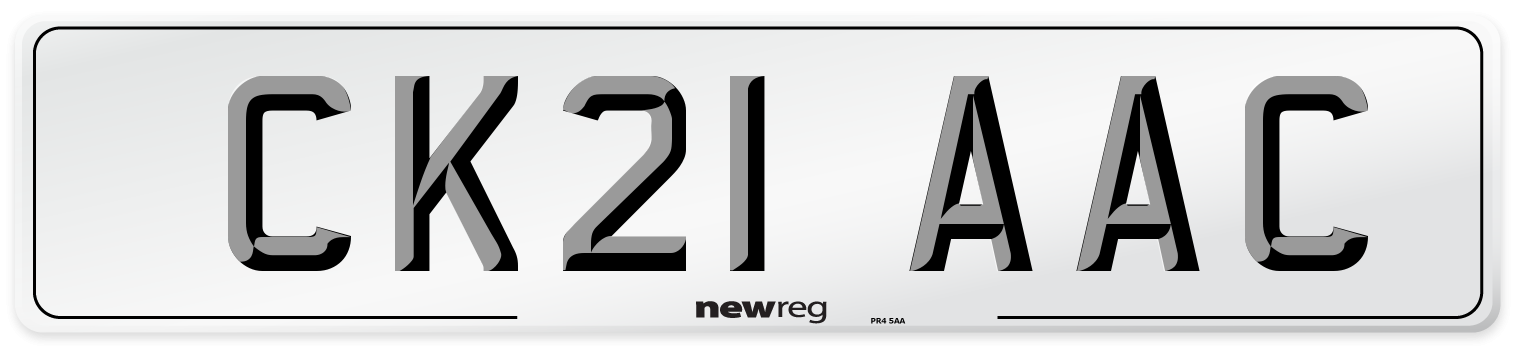 CK21 AAC Number Plate from New Reg